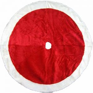 48 in. Plush Tree Skirt in Red with White Trim