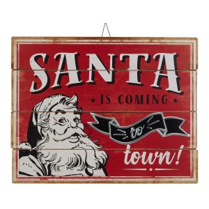 Holiday Time Santa Claus Hanging Sign Christmas Decoration, 18″ x 23″