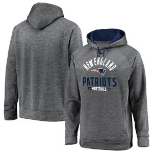 Men’s New England Patriots NFL Pro Line by Fanatics Branded Heathered Charcoal Battle Charged Raglan Pullover Hoodie